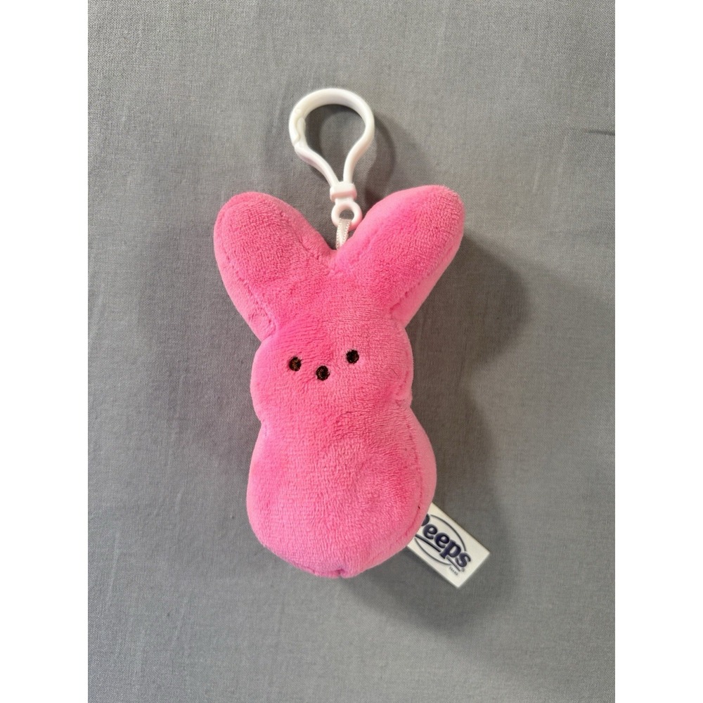 Peeps Brand Pink Bunny Keychain or Backpack Clip 4.25" Easter Rabbit